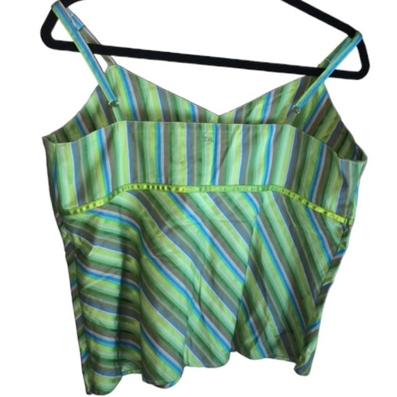 Vintage Tommy Hilfiger Green Blue & Gray Striped Spaghetti Strap Cami - Picture 6 of 8